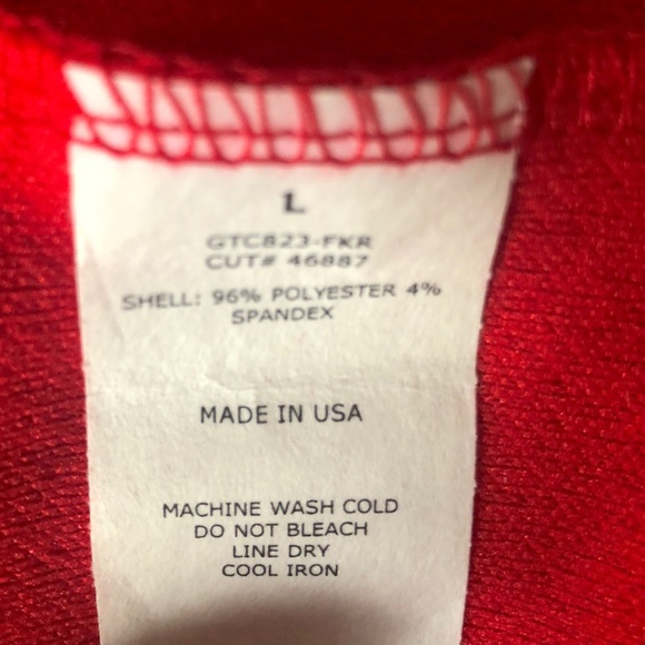 Green Envelope Red Ruffled 3/4 Sleeve Flowy Blouse - Picture 7 of 8